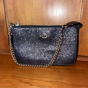 COACH Black Shimmer Convertible Wristlet Bag F64591